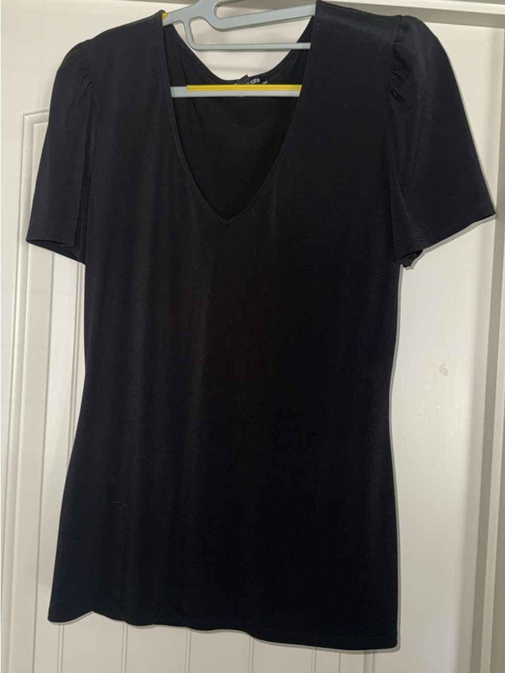 Express Black V-Neck Short Sleeve Women's Top